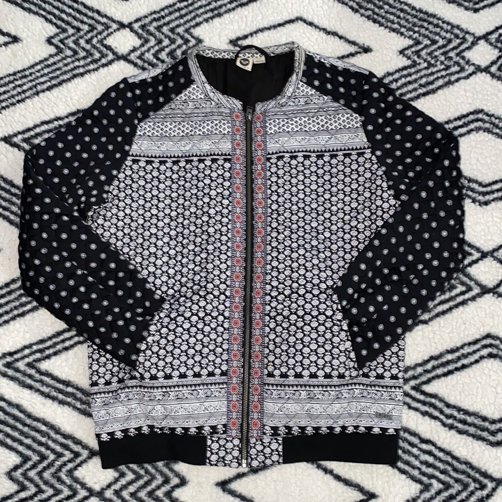 Printed Quilted Bomber Jacket | Size: L